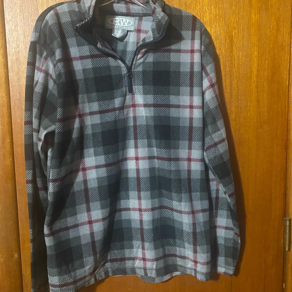 CRW Men's Plaid‎ Quarter-Zip Pullover- Gray and Black
